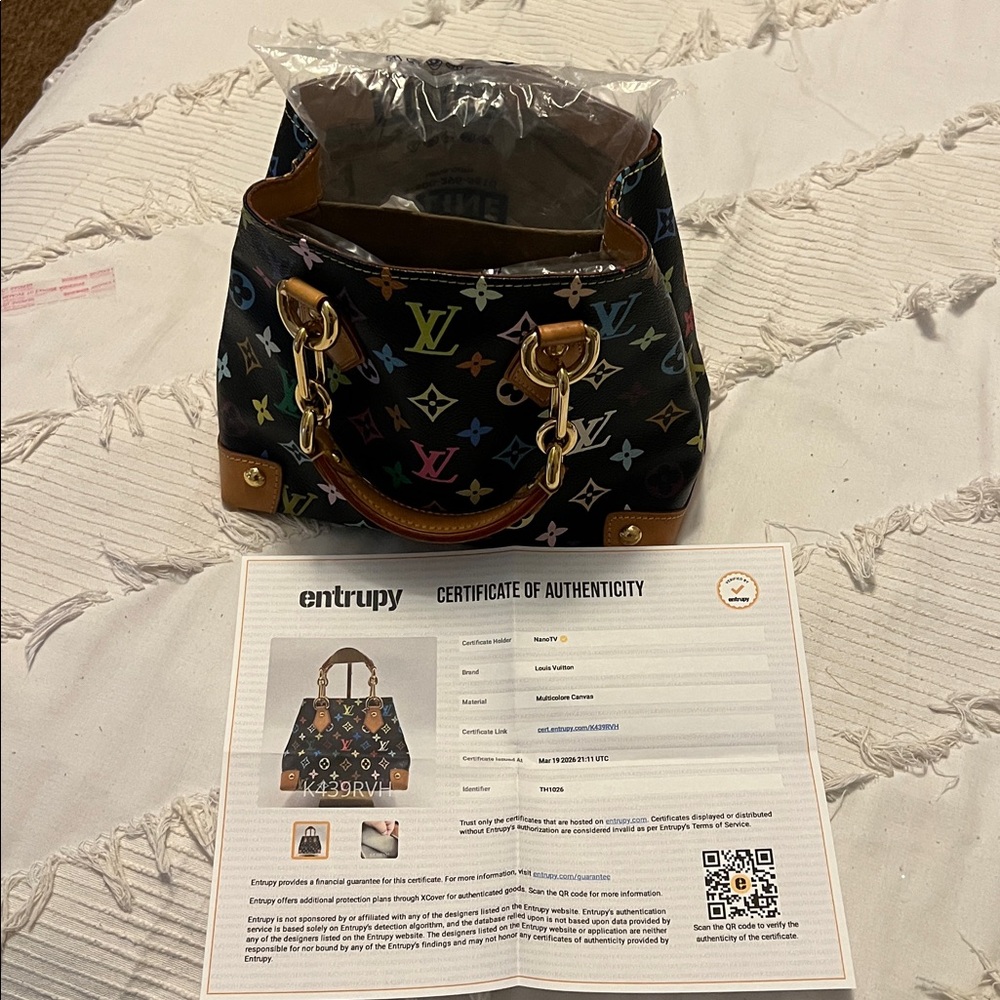 Louis Vuitton Black Murikami Monogram Satchel with Gold Hardware- Authenticated - Picture 16 of 16